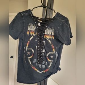 Womens Afflition lace up tee